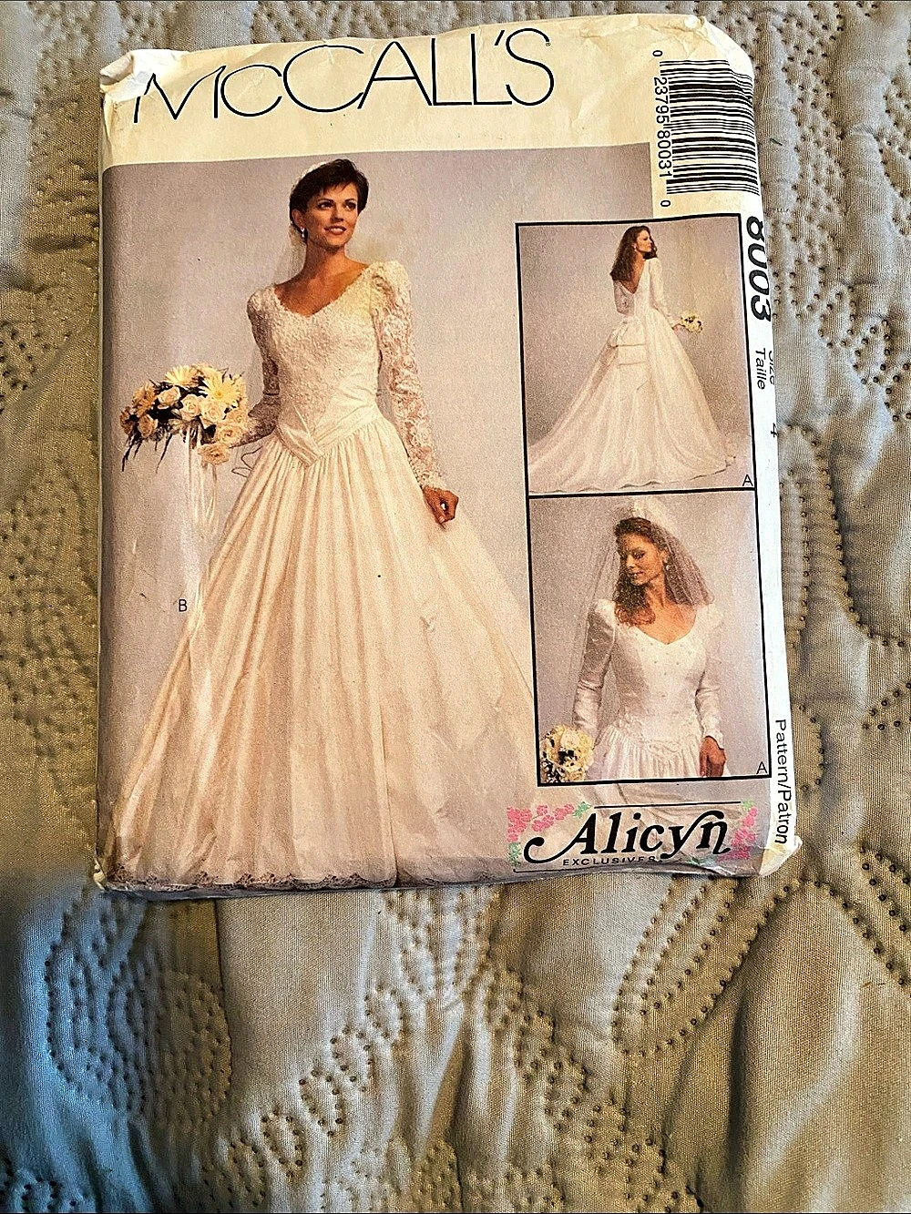 Vintage 1995 Uncut McCall's Alicyn Wedding Gown Pattern 8003 Size 4